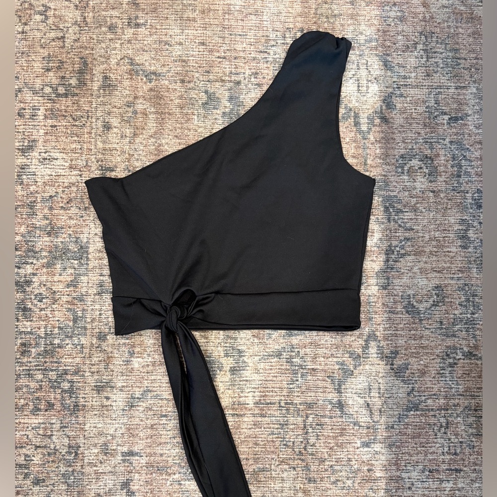 One-Shoulder Tie Crop Top